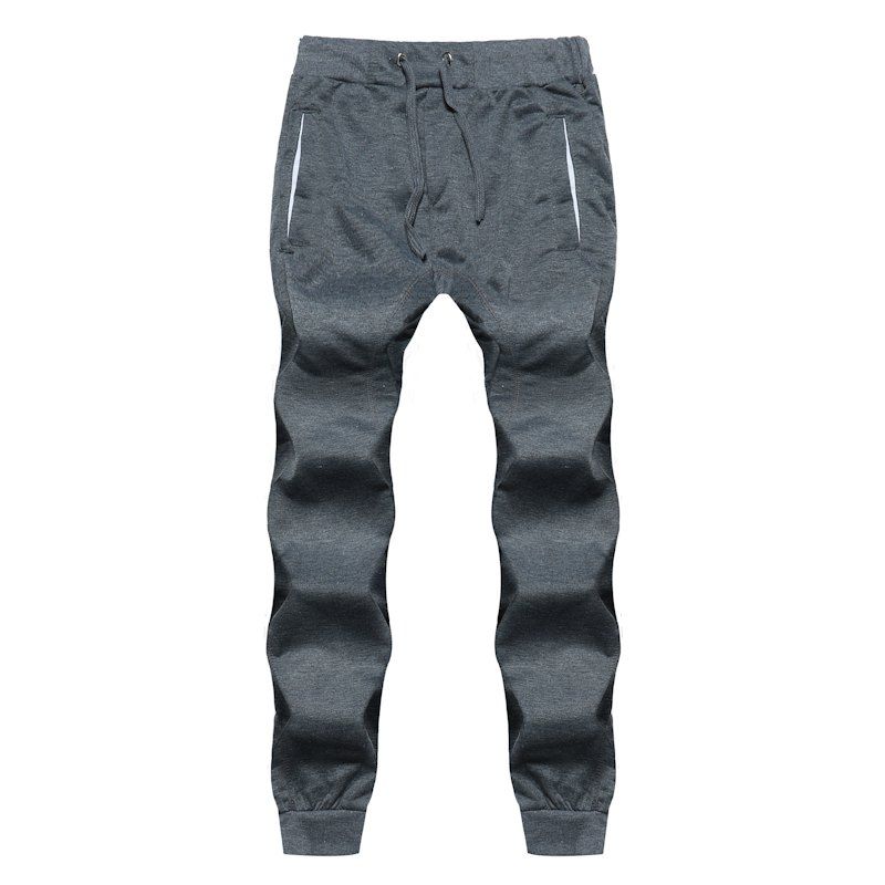 

2018 New Men's Fashion Solid Color Rope Elastic Waist Casual Pants, Dark gray
