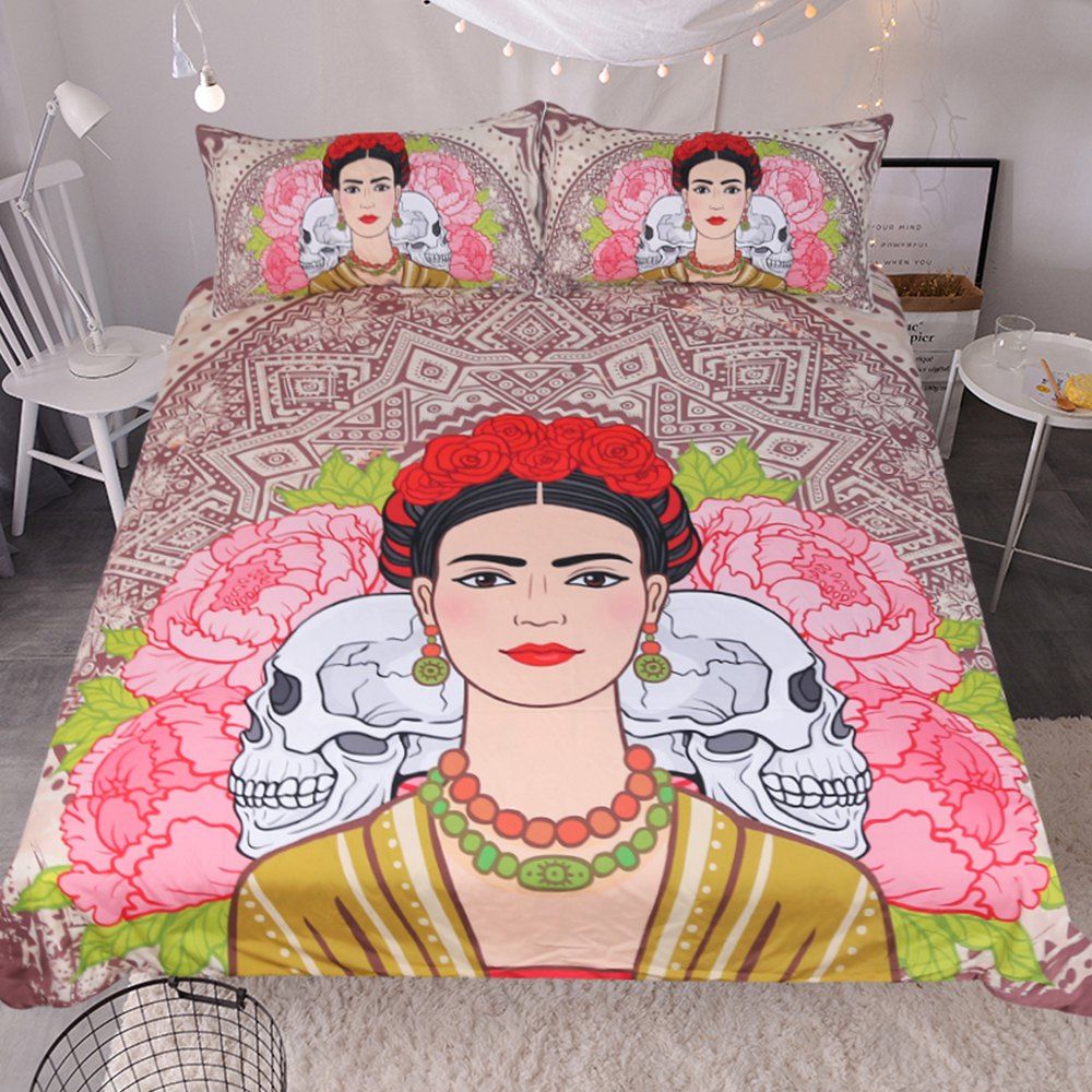 

Woman Portrait Bedding Duvet Cover Set Digital Print 3pcs, Multi