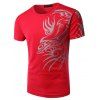 Imprimer T-shirt à manches courtes respirant col rond - Rouge XL