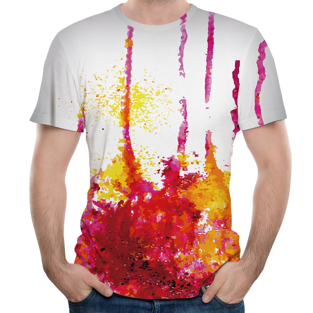 

2018 Summer Fashion Crew Graffiti 3D Print Short T-Shirt, Multi-a
