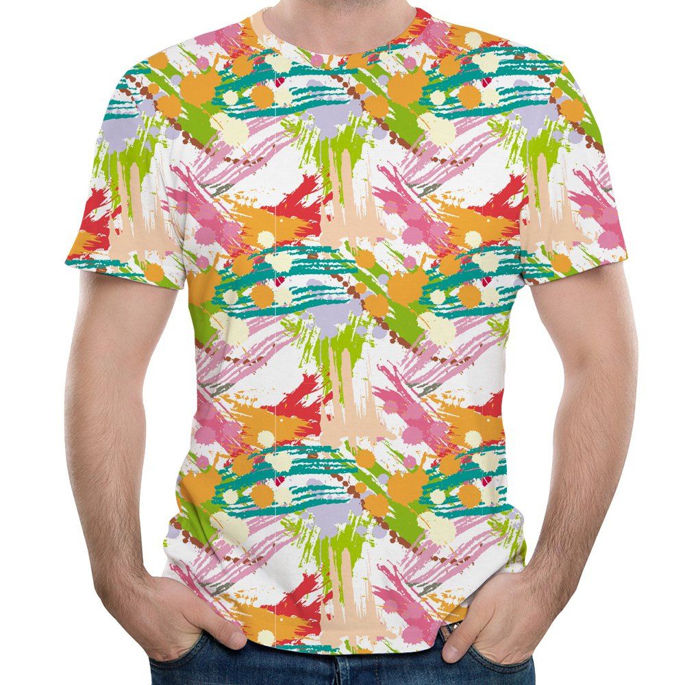 

Summer New Style Men's Fashion Slim 3D Printed Short-Sleeve T-shirt, Multi-b