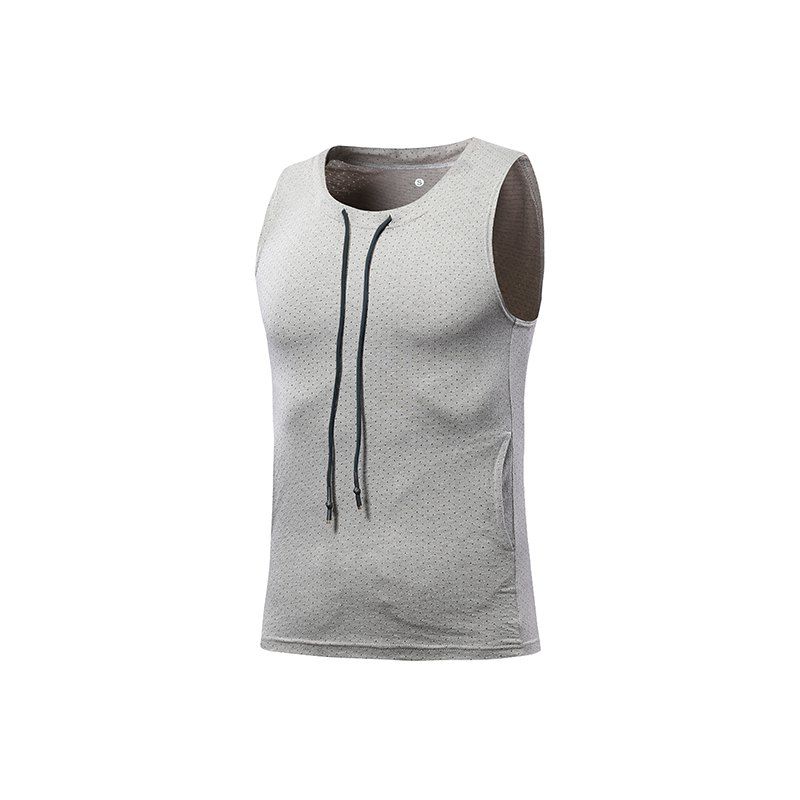 

Men's Casual Sleeveless Drawstring Vest, Light gray