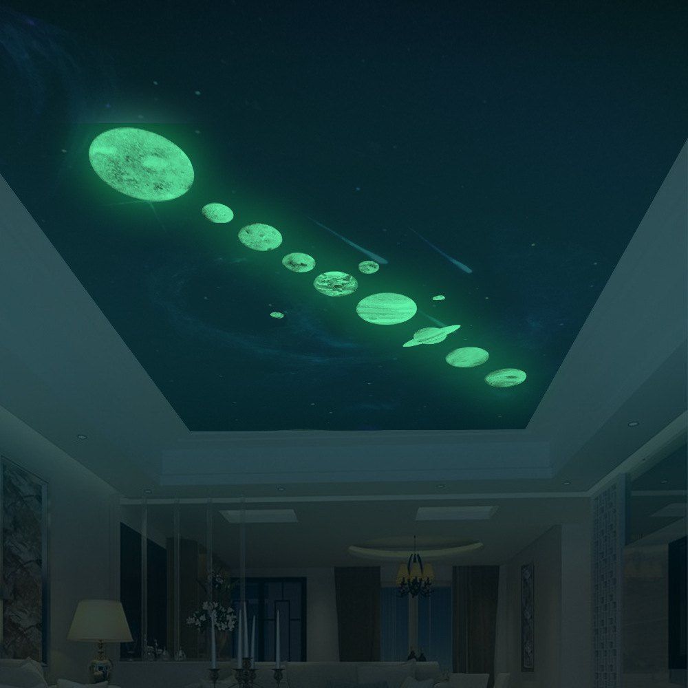 

Nine Planet Glowing Luminous Wall Stickers Home Decoration for Kid's Room, Multi