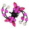 Pinces à cheveux fleur strass coloré branche - Rouge Rose 