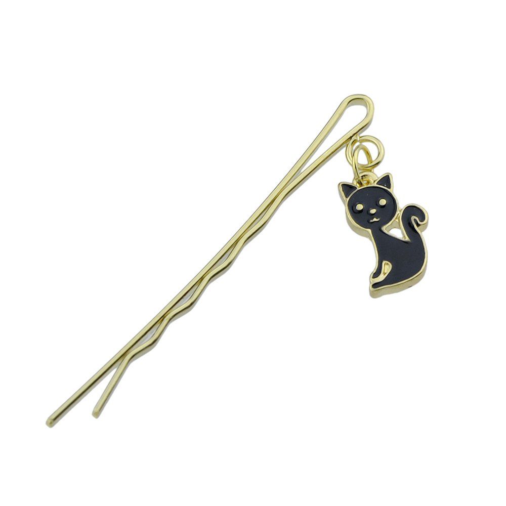 

Gold-color with Flower Cat Pineapple Barrettes, Black