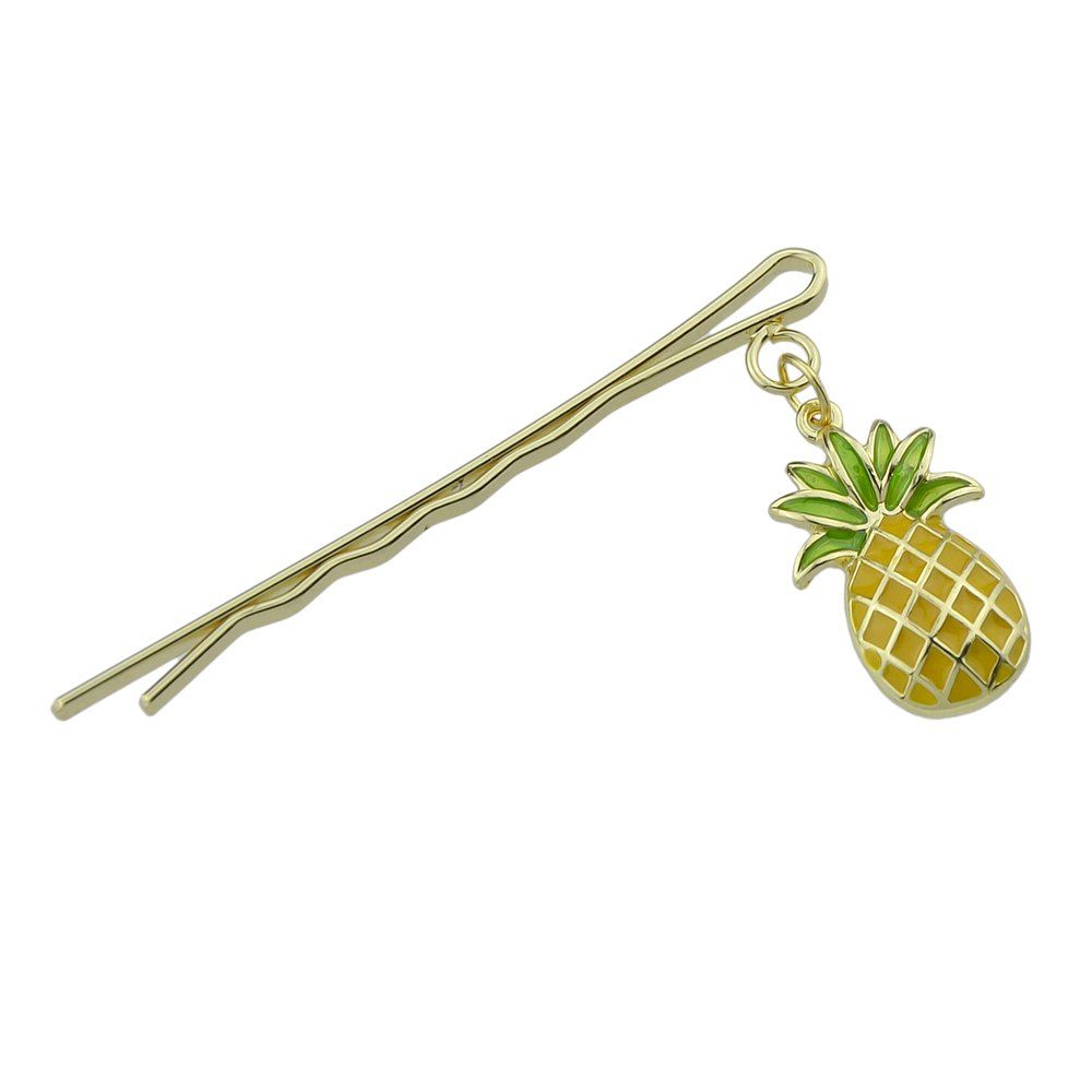 

Gold-color with Flower Cat Pineapple Barrettes, Yellow