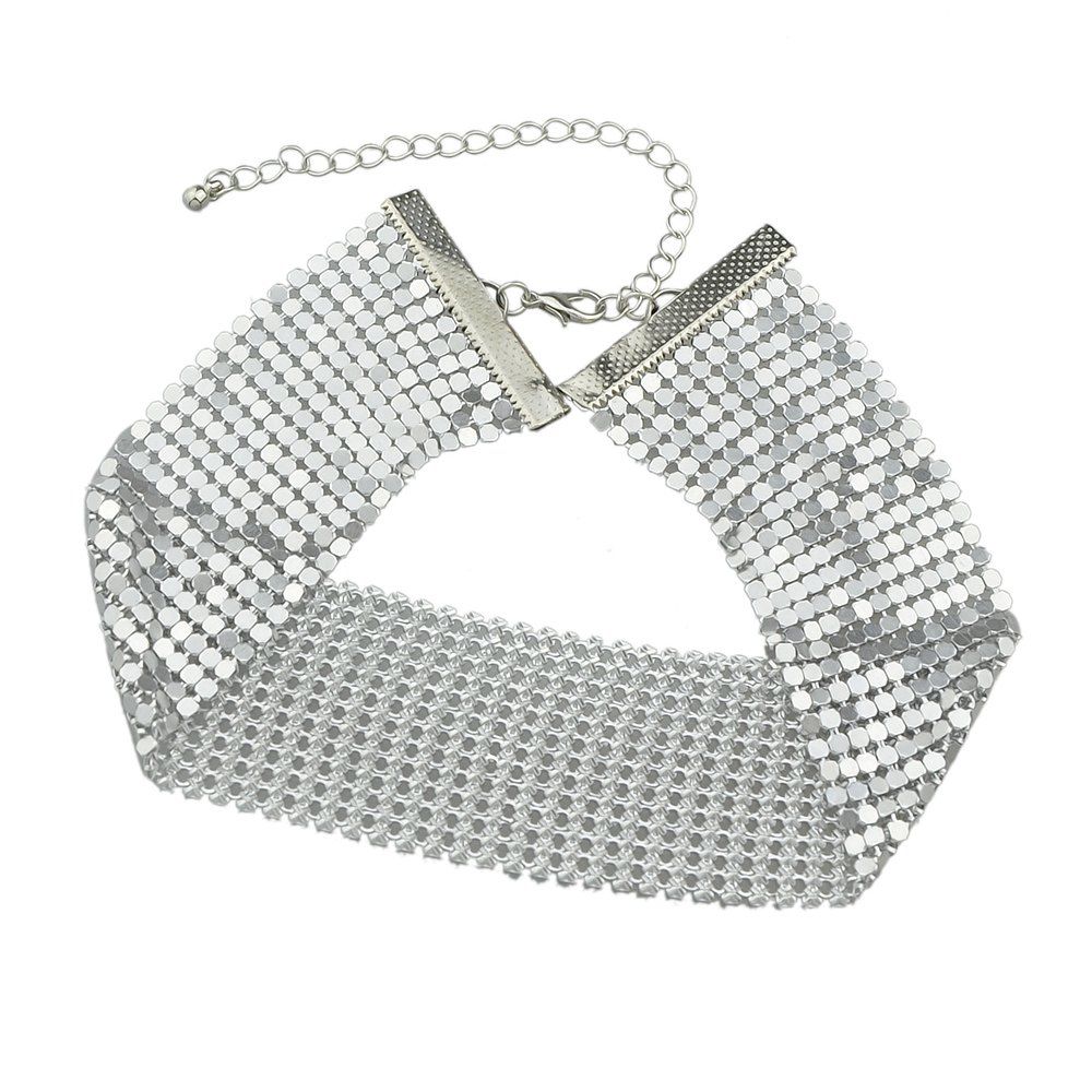 

Fashion Metal Sequins Necklace, Silver