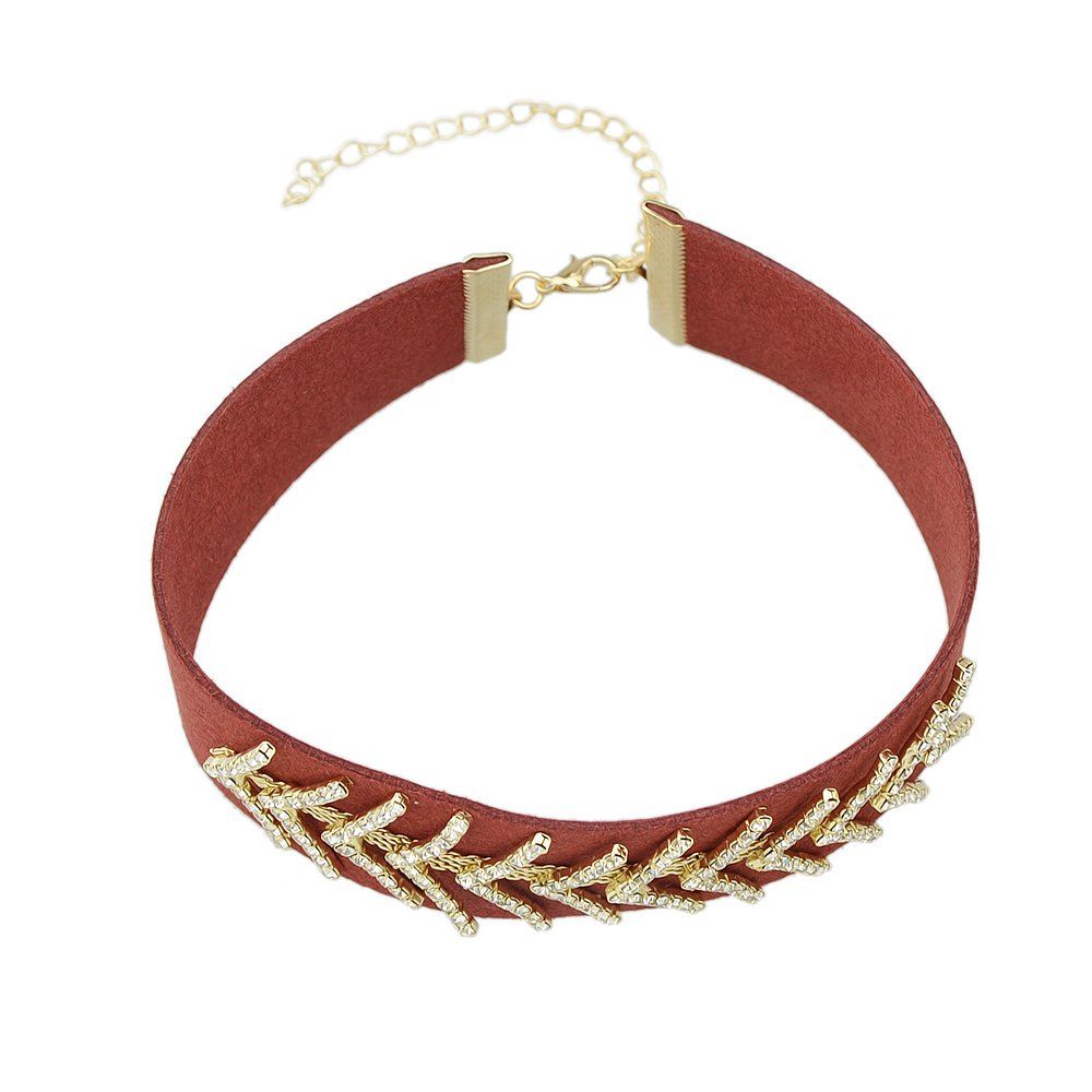 

Multicolor Suede Fabric Creat Diamond Necklace, Cranberry