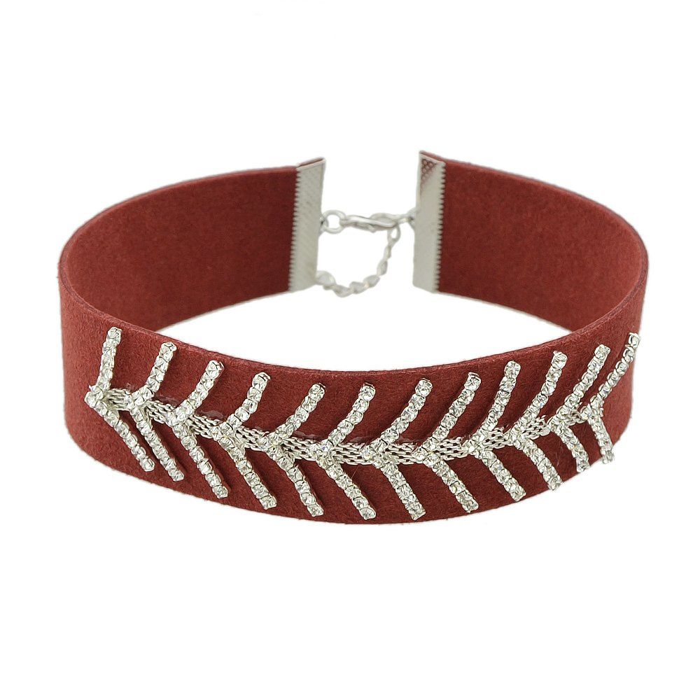 

Multicolor Suede Fabric Creat Diamond Necklace, Scarlet