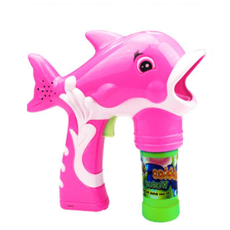 

Dolphin Bubble Gun Blower Blaster with Flashing LED Lights Music 2 Refill, Pink