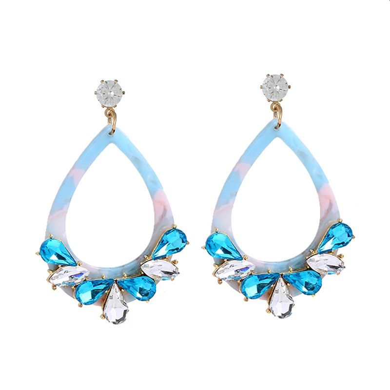 

Europe and The United States New Diamond Geometric Acrylic Long Earrings, Blue