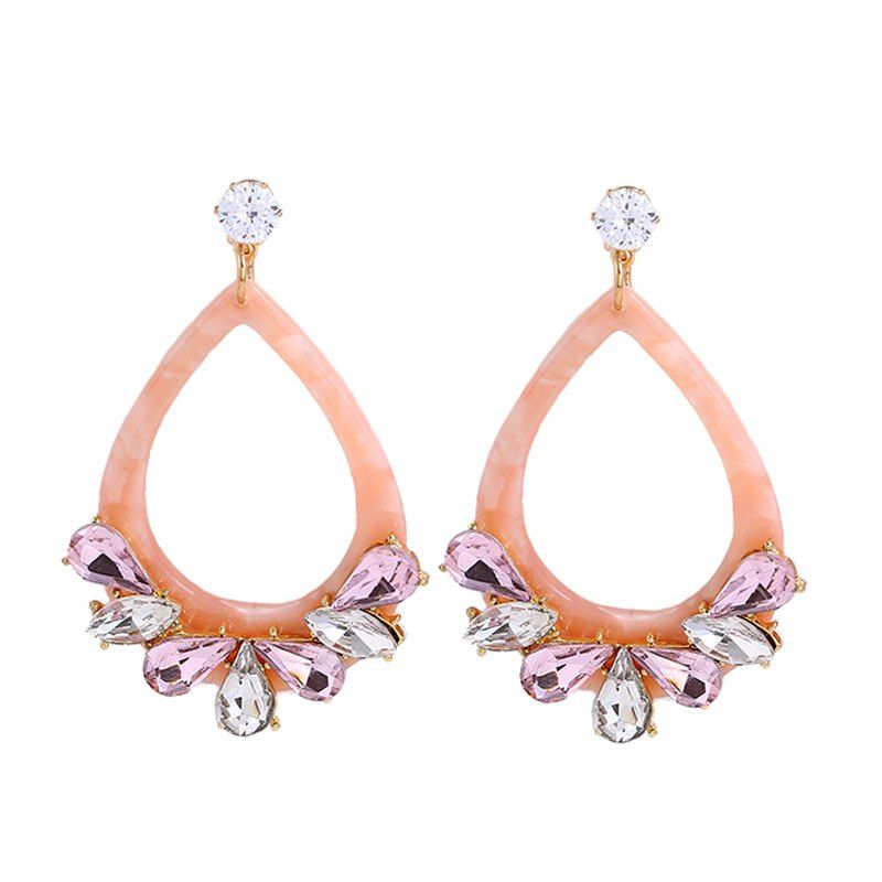 

Europe and The United States New Diamond Geometric Acrylic Long Earrings, Pink
