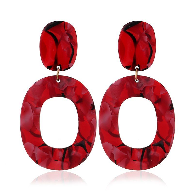 

Hot Korean Fashion Long Acrylic Geometric Resin Earrings, Red