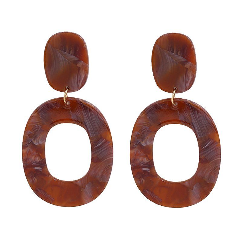 

Hot Korean Fashion Long Acrylic Geometric Resin Earrings, Coffee