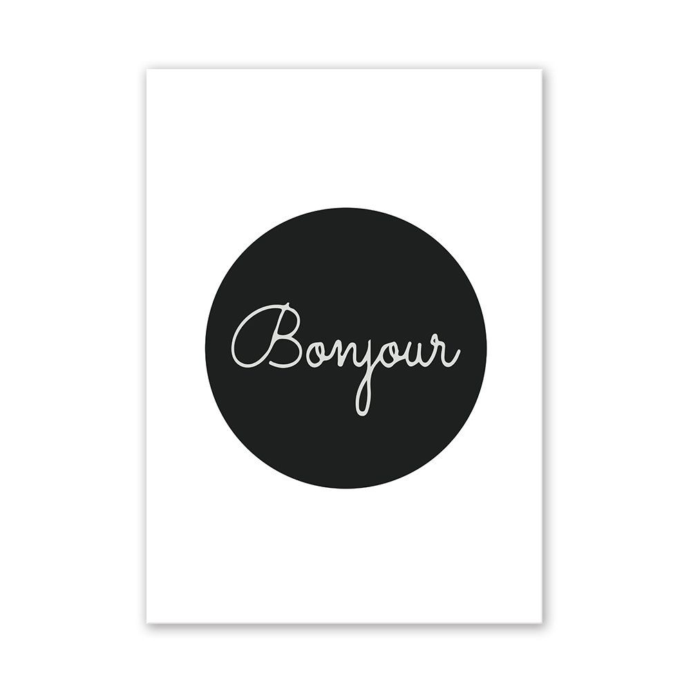 

W277 Unique Bonjour Letters Unframed Art Wall Canvas Prints for Home Decoration, Multi-a