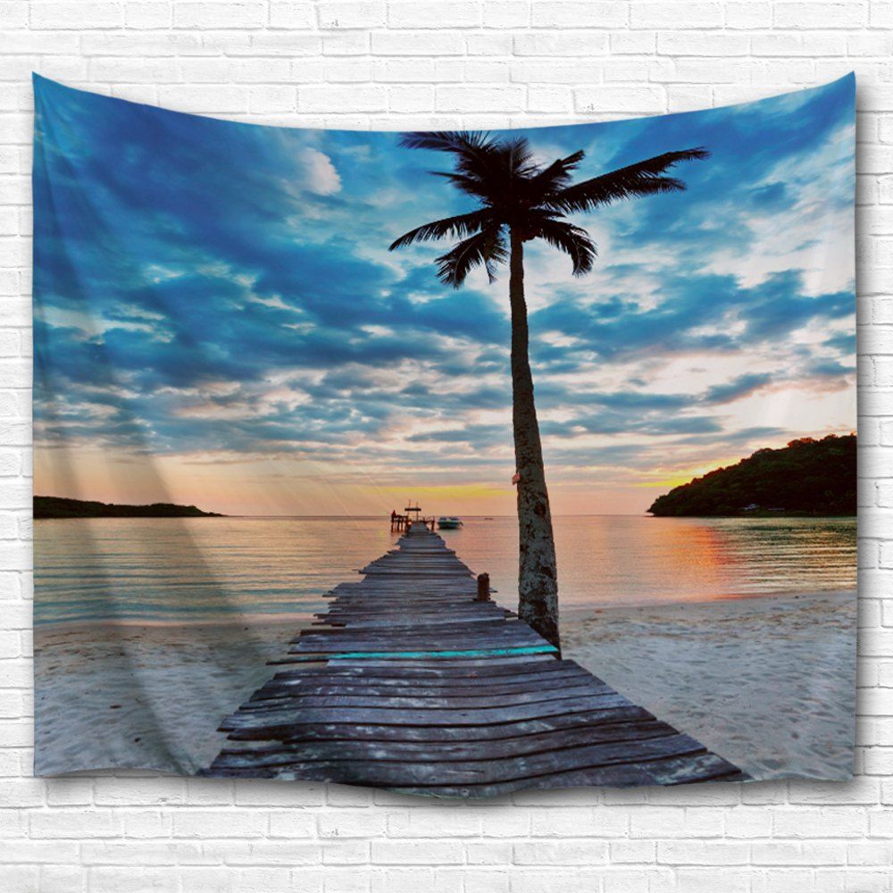 

Coconut Tree Trestle 3D Printing Home Wall Hanging Tapestry for Decoration, Multi-a