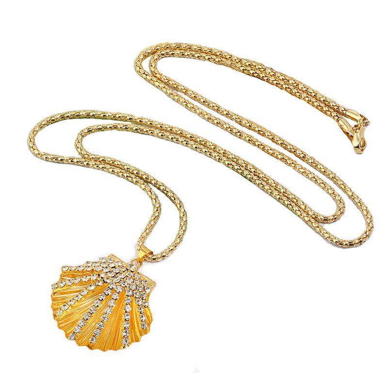 

Fashion Gold Silver Jewelry Crystal Metal Shell Necklace For Women Girl