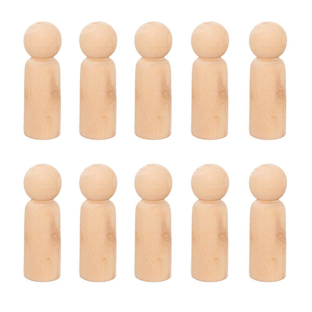 

10PCS Toy Puppets Handmade DIY Coloured Wood Home Furnishing Ornaments, Burlywood