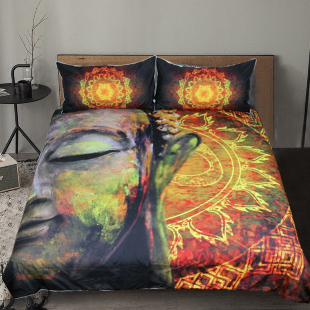 

Lotus Flower Bedding Duvet Cover Set Digital Print 3pcs, Multi