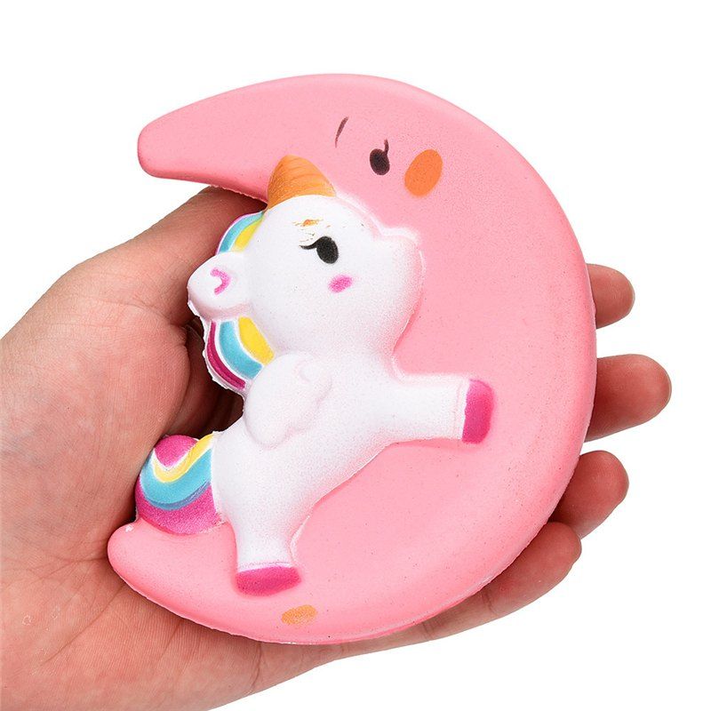 

Jumbo Squishy Kawaii Cute Slow Rising Pink Moon Unicorn Kid Toy, Pink rose