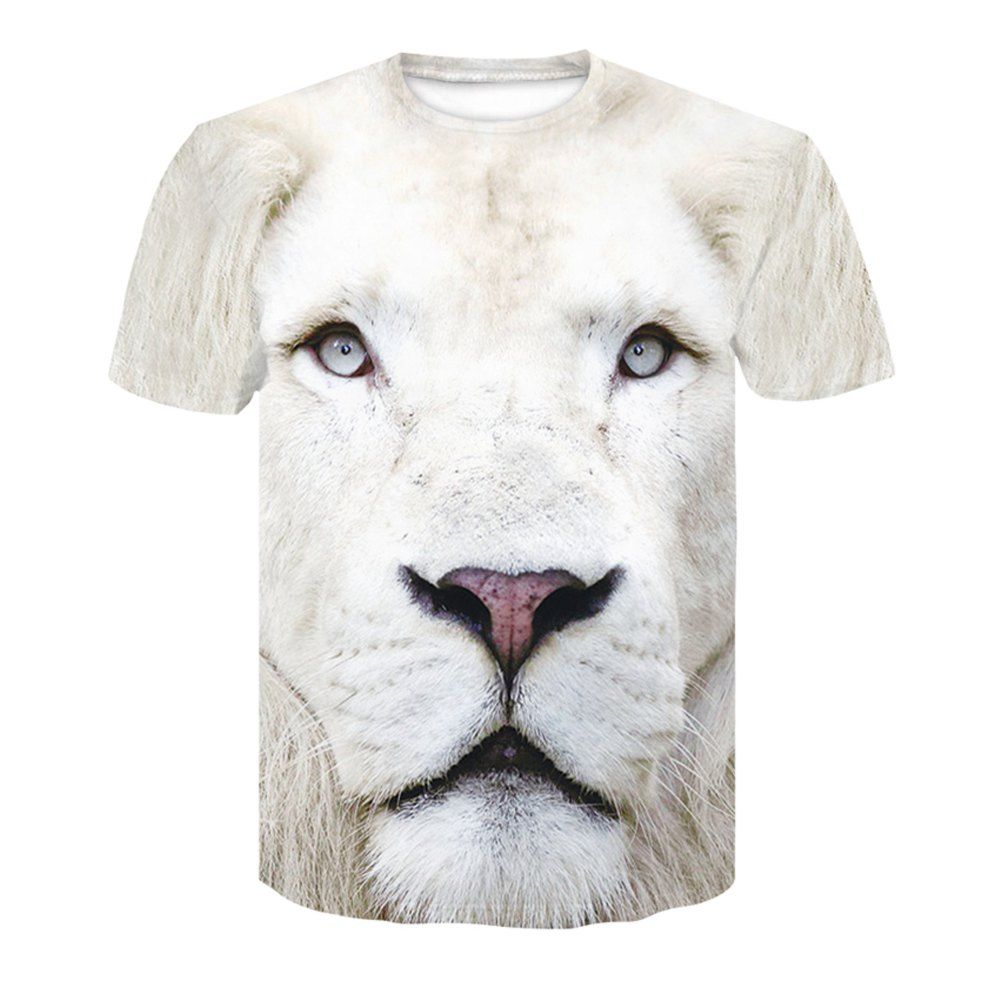 

Men's Summer Short Sleeved 3D Dog Head Digital Print T-Shirt, Multi-a