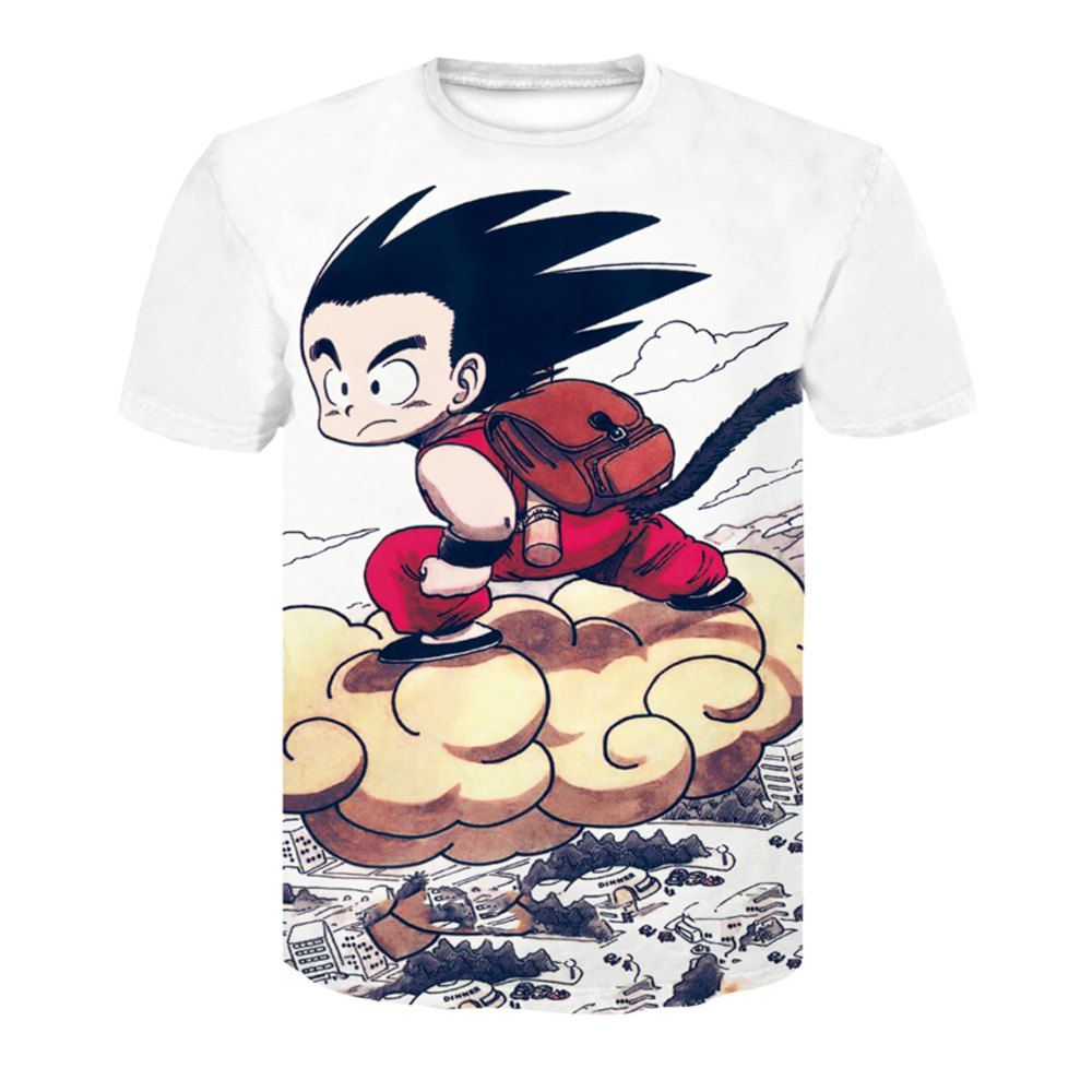 

Summer Men's Short Sleeve Digital Printing 3D Cartoon T-Shirts, White