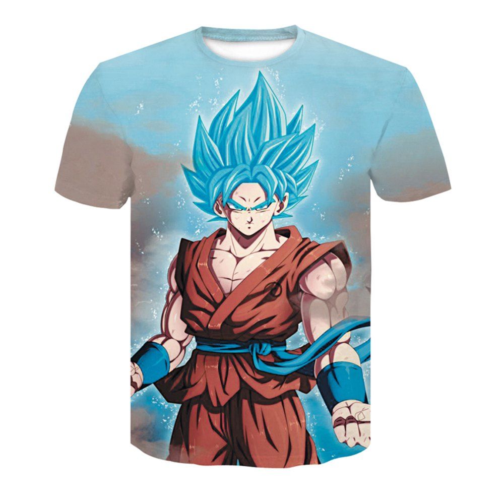 

Men's Summer Short Sleeve Cartoon Digital Stamp 3D T-Shirts, Blue