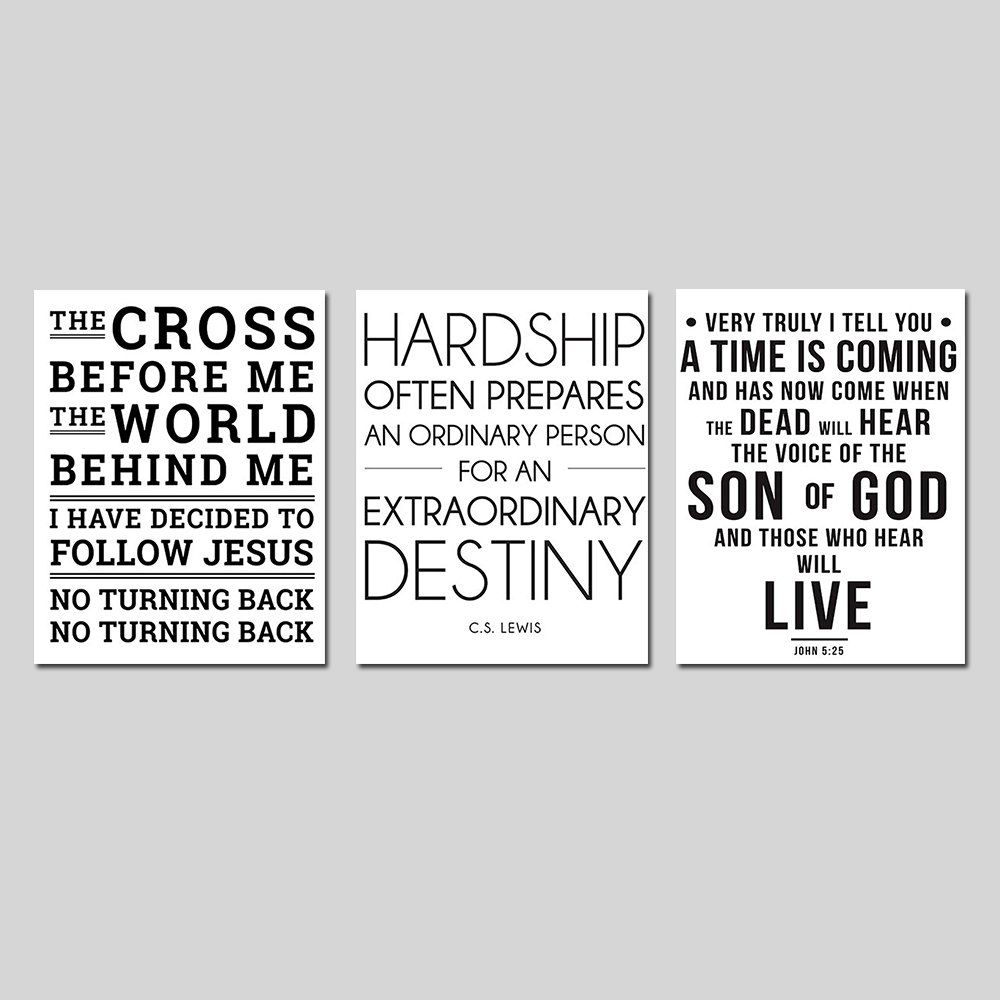

Nordic Living Bedroom Background Wall Decoration Black White English Print 3Pcs, Multi