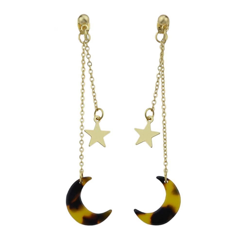 2018 Gold Color With Star Gray Pink Drop Earrings Dark In Gold Color With Star Gray Pink Drop Earrings Dark