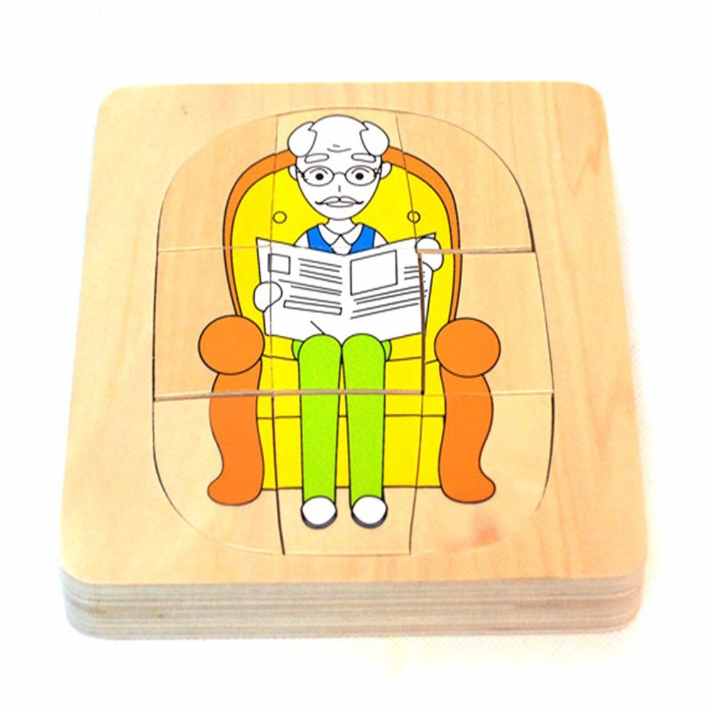 

Early Teaching Interesting Wood Kindergarten Multi-layer Jigsaw Puzzle, Multi-a