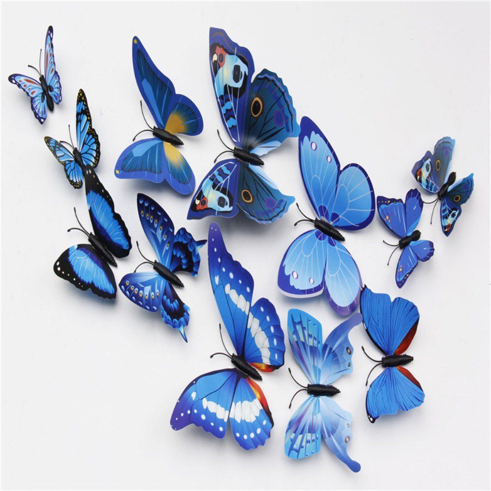 

Dimensional Living Room Bedroom Engraving Handmade Butterfly Wall Sticker, Multi-b
