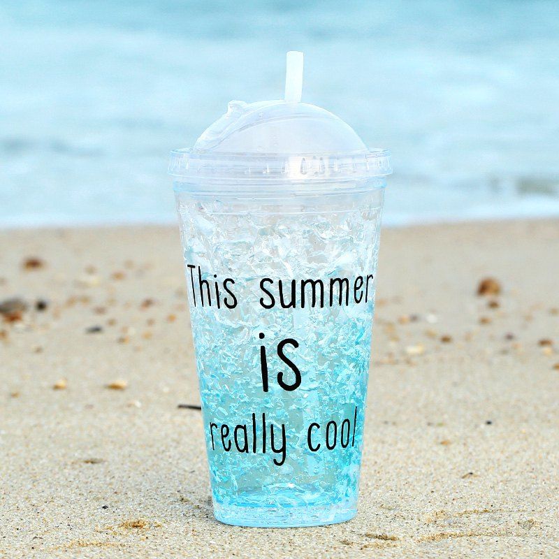 

Summer Cola Shake Cup Healthy Seal Letter Plastic Cup, Sky blue