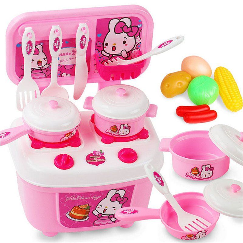 

Children Play Simulation Kitchen Cooking Utensils, Hot pink