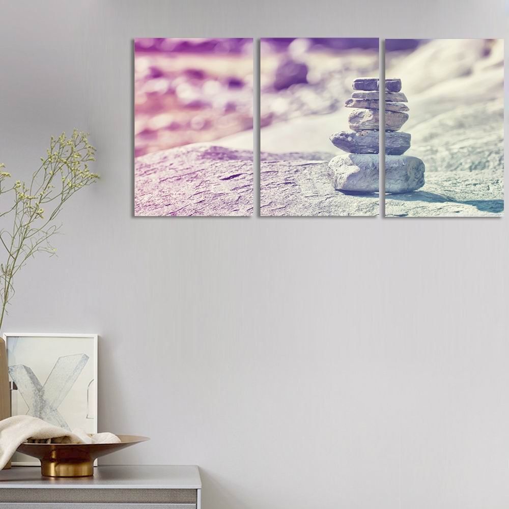 

W289 Stones Unframed Art Wall Canvas Prints for Home Decorations 3 PCS, Multi-a