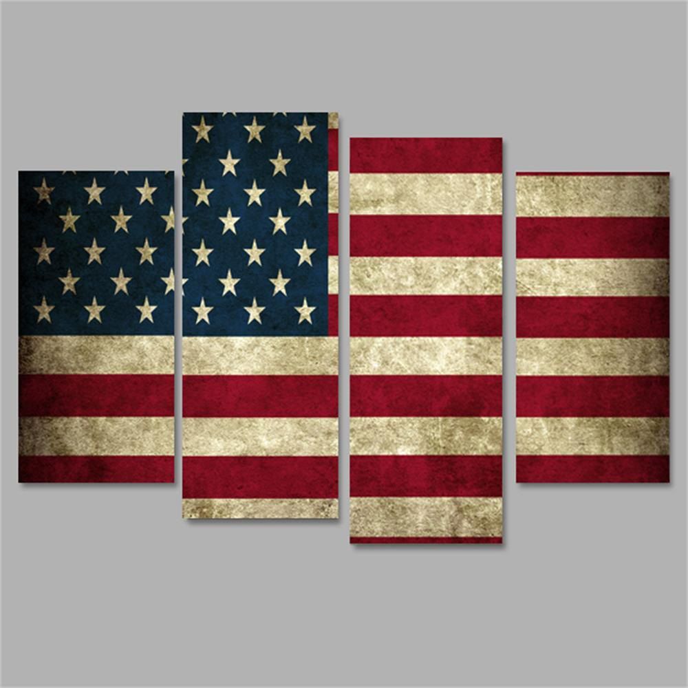 

Stars and Stripes Frameless Printed Canvas Wall Art Paintings 4PCS, Multi-a