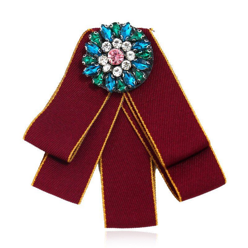 

Fashion Brooches Pins Collar Flower And Bow Tie College Women, Love red