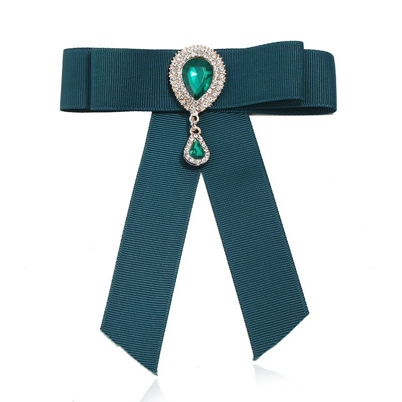 

Fashion Crystal Rushed Pin Manual Bow Brooch for Women Gift, Medium sea green