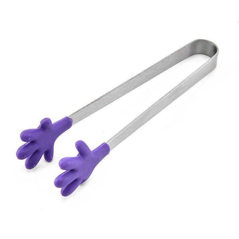 

Fashion Silicone Stainless Steel Cooking Kitchen Ice Tong Food Clip, Crocus purple