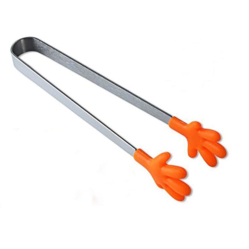 

Fashion Silicone Stainless Steel Cooking Kitchen Ice Tong Food Clip, Orange