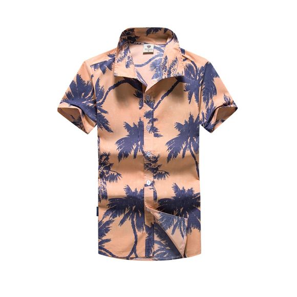 Chemises de plage de vacances de grande taille pour hommes - Saumon Orange M