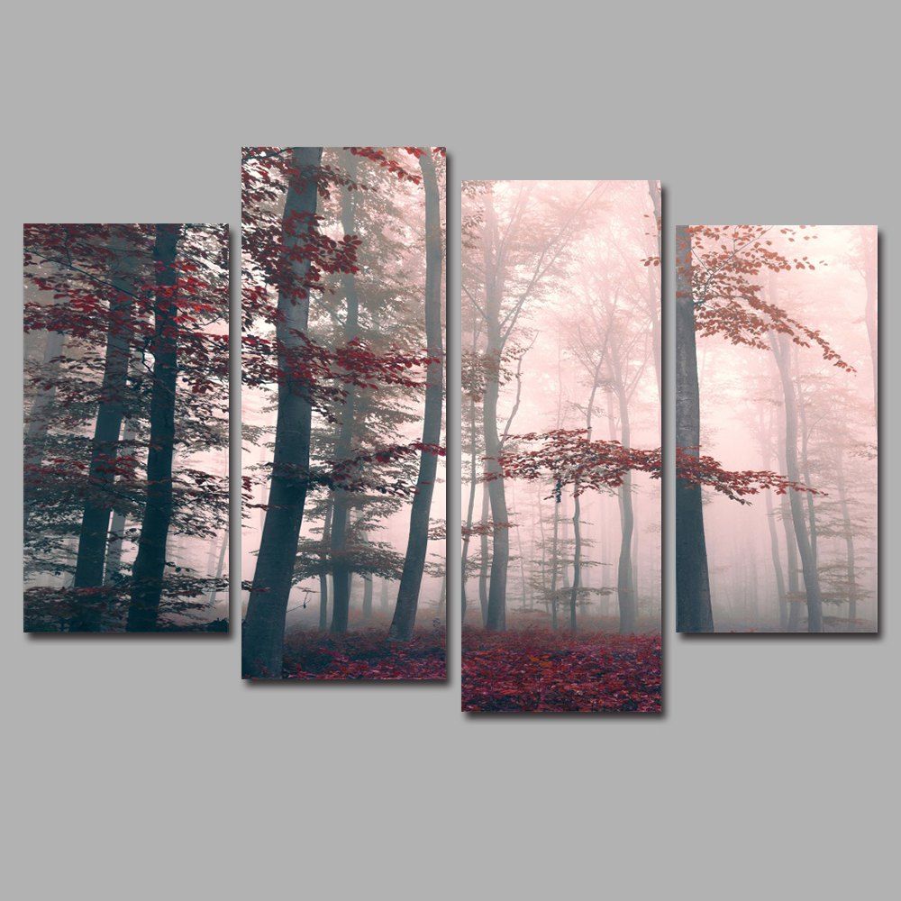 17 Off 21 Mysterious Forest Frameless Printed Canvas Wall Art Paintings 4pcs In Multicolor A Dresslily