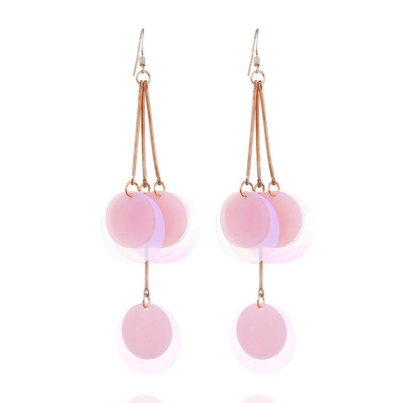 

Personality Geometric Love Sequins Brincos Drop Earrings For Women, Pig pink