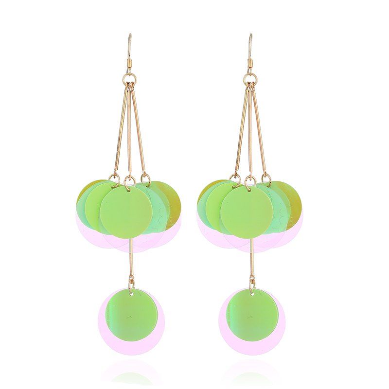 

Personality Geometric Love Sequins Brincos Drop Earrings For Women, Kelly green