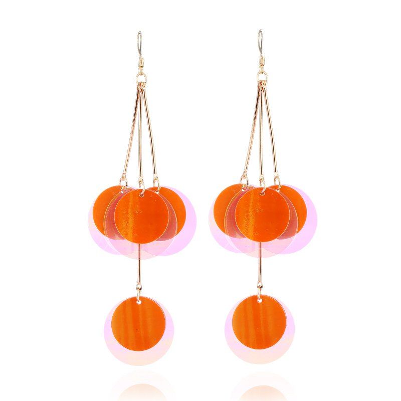 

Personality Geometric Love Sequins Brincos Drop Earrings For Women, Sandy brown