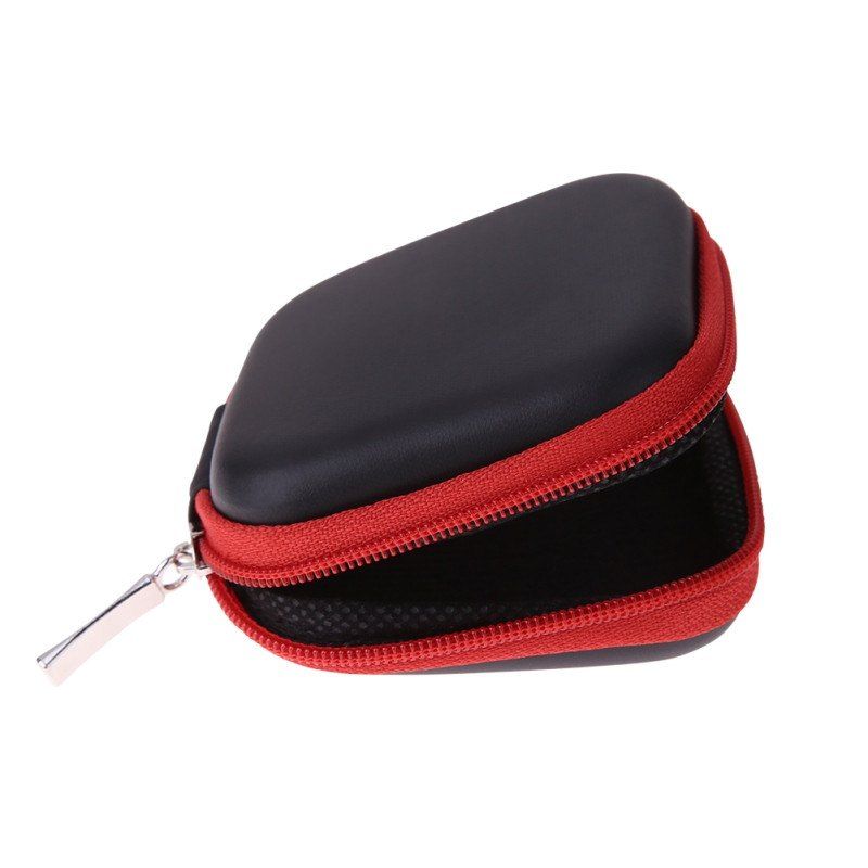 

Mini Headphone Bag Data Cable Box Zipper Headset Packaging, Red