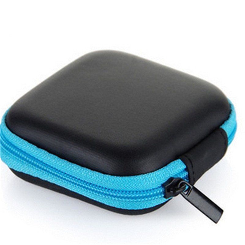 

Mini Headphone Bag Data Cable Box Zipper Headset Packaging, Crystal blue