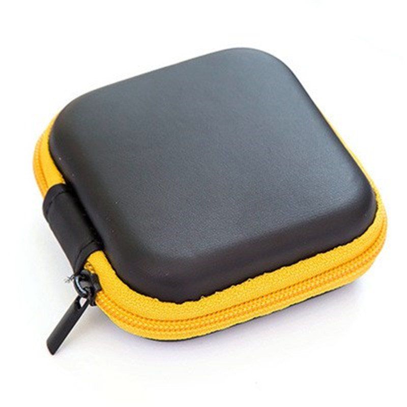 

Mini Headphone Bag Data Cable Box Zipper Headset Packaging, Yellow