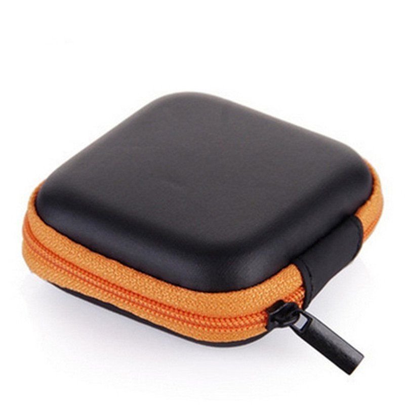 

Mini Headphone Bag Data Cable Box Zipper Headset Packaging, Orange