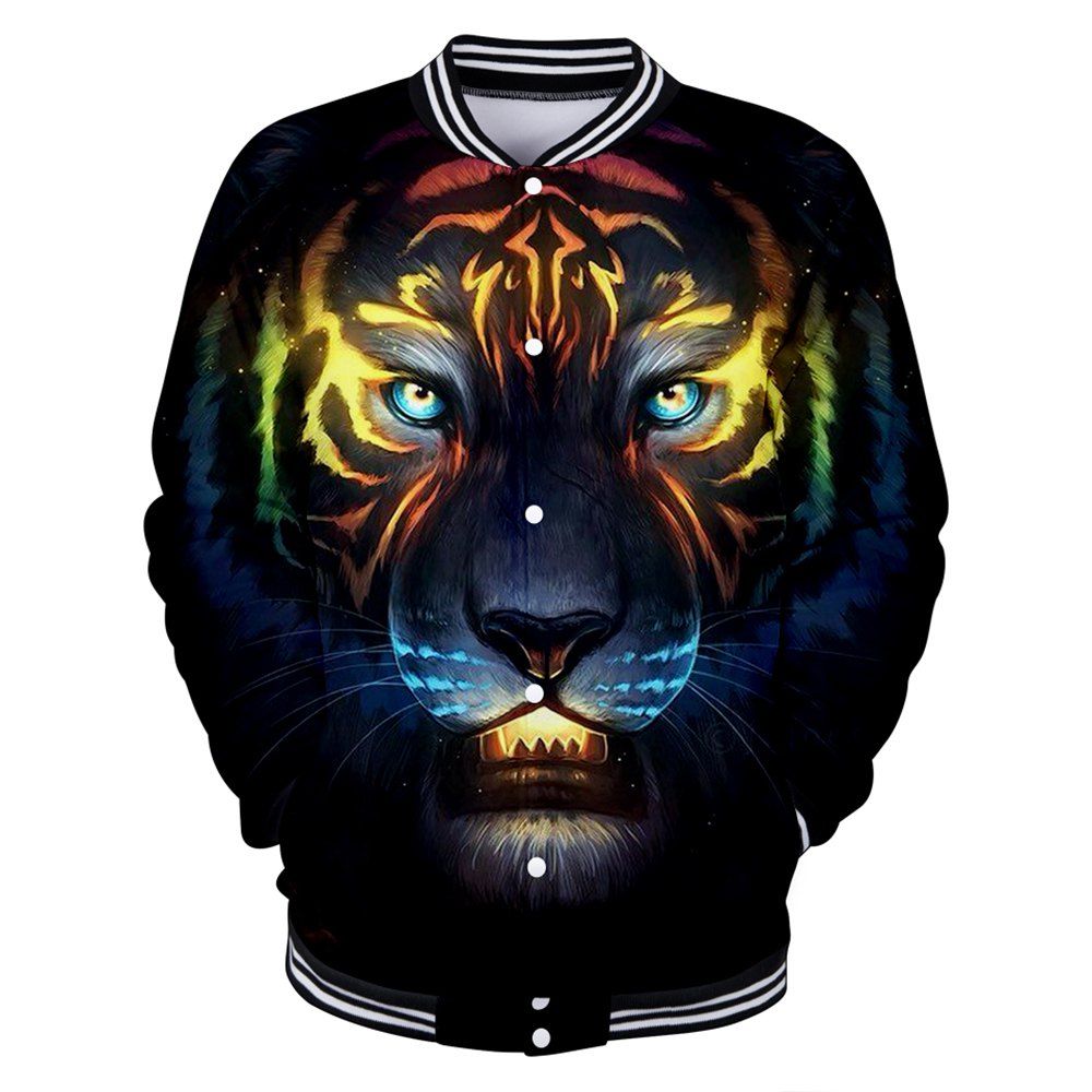 

2018 New Tiger Printed 3D Baseball Jacket, Multi-a