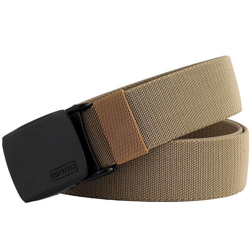 

ENNIU Adjustable Multi-function Tactical Military Elastic Black Alloy Clasp Belt, Light brown